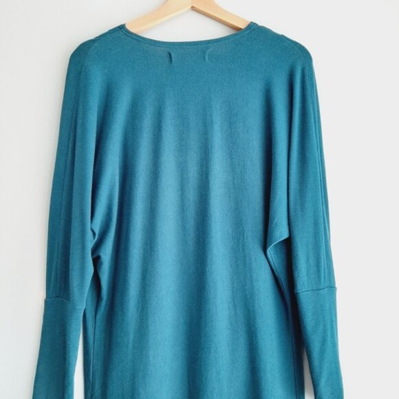 NICOLE BRIDGER Cowl Neck Dolman Sleeve Dress Bamboo Organic Cotton Blue Sz S - Picture 12 of 16